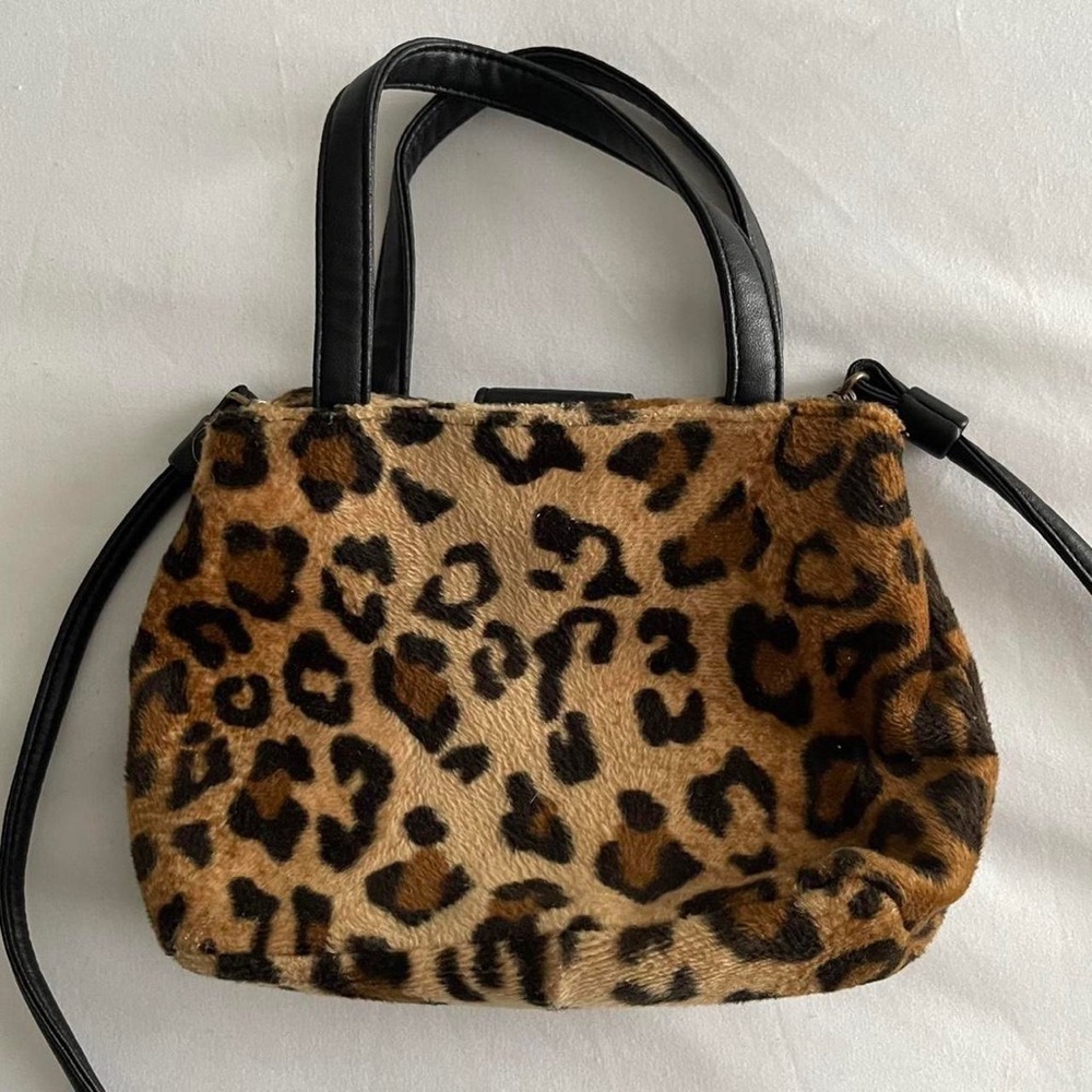 y2k faux fur cheetah print mini purse